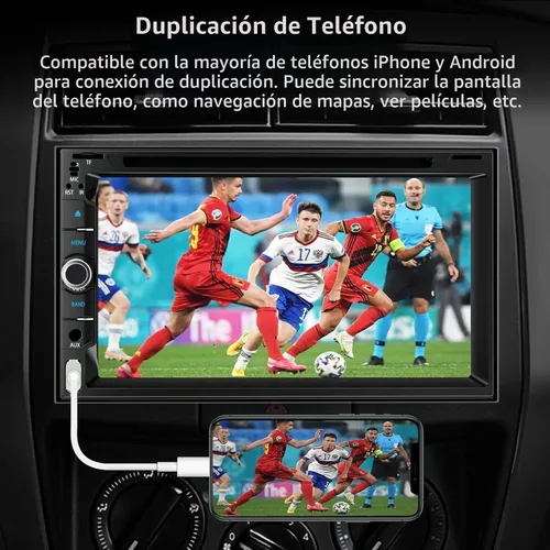 Vista 3 de Estéreo de coche doble DIN con reproductor de CD/DVD, pantalla táctil de 7 pulgadas, Bluetooth 5.2, CarPlay/Android Auto, cámara de respaldo