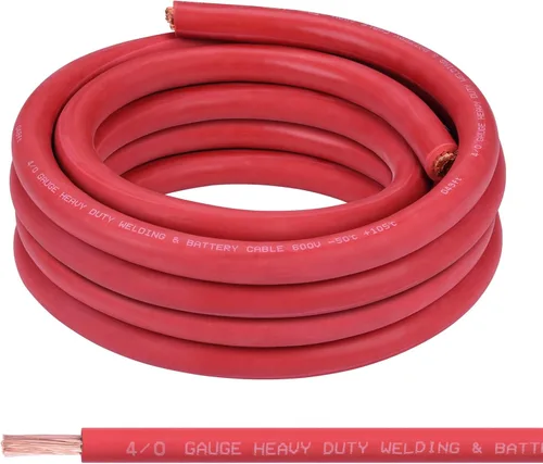 Vista 11 de Cable de batería calibre 1/0, 10 pies rojo + 10 pies negro, 1/0 AWG, alambre de cobre puro, cable de soldadura, para automotriz, batería, solar