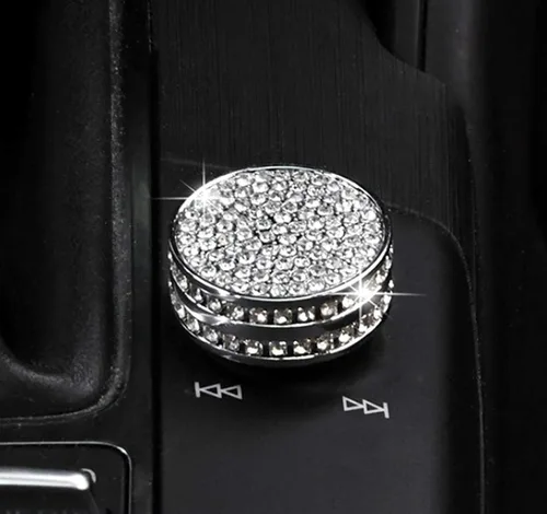 Vista 6 de Bling - Cubierta de perilla para Audi A3 A4 Q2 Q3 S Series de control de audio de volumen diamantes de imitación cubierta decorativa cubierta
