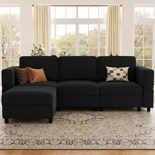 Vista 39 de Belffin Módulo modular de respaldo para sofá seccional para sofá seccional apoyabrazos/respaldo (juego de 4) terciopelo negro
