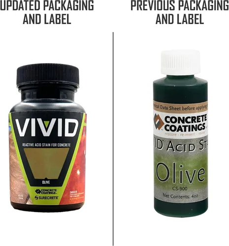 Vista 2 de CC Concrete Coatings Tinte ácido vívido para hormigón oliva 4OZ