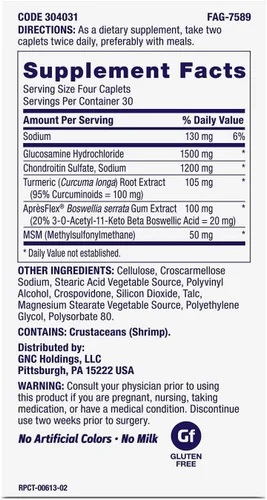Vista 2 de GNC TriFlex Fast-Acting, Improves Joint Comfort & Stiffness, 120 Caplets