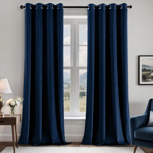 Vista 57 de EMEMA Cortinas de terciopelo negro, 2 paneles de 40 x 63 pulgadas de largo, bolsillo trasero para barra