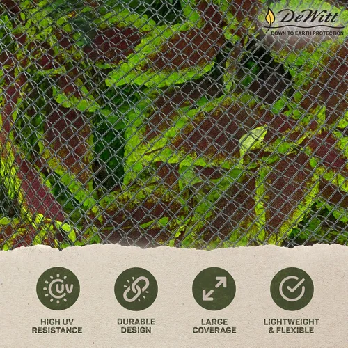 Vista 2 de Dewitt Red de malla de barricada para pájaros, 14 x 45 pies, red de protección de jardín de polietileno para frutas, verduras, árboles, flores