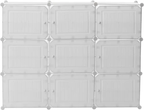 Vista 6 de LOYALHEARTDY Zapatero portátil organizador de 36 pares de zapatos de bricolaje, estante de almacenamiento de zapatos de plástico blanco con cubierta