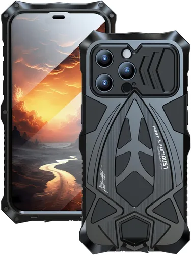 Vista 13 de Funda de metal para iPhone 13 Pro a prueba de golpes con aluminio y goma de silicona híbrida de triple capa de protección contra caídas de grado