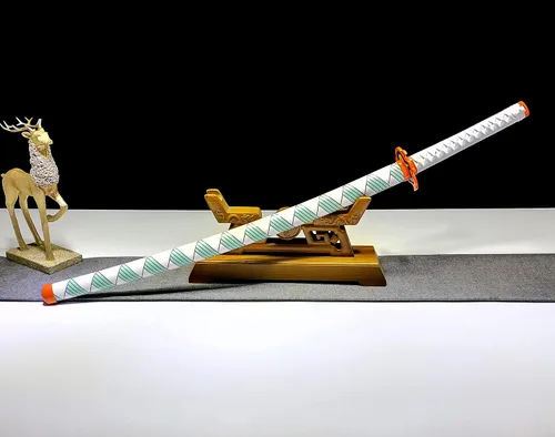 Vista 2 de Espada samurái afilada hecha a mano Demon Slayer, Espada de anime real, acero 1045, cosplay, espada funcional (L003)
