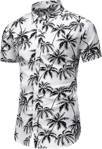 Vista 3 de LEFTGU Camisa de vestir estampada hawaiana con botones para hombre