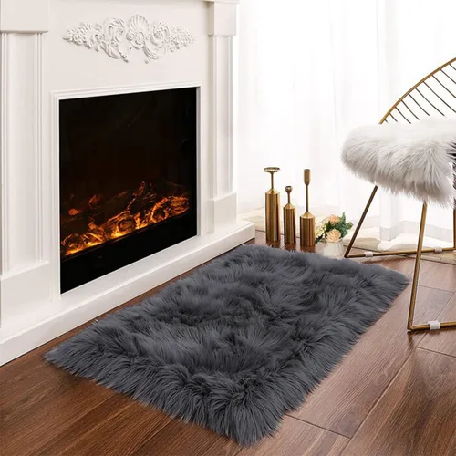 Vista 21 de Latepis - Alfombra rectangular de piel sintética tipo lana de oveja suave y esponjosa de estilo bohemio para sala de estar, dormitorio y residencias