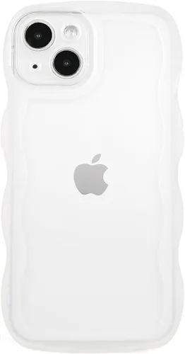 Vista 27 de SKYLMW Funda compatible con iPhone 12 Pro, diseño de ondas rizadas kawaii, borde chapado de lujo, elegante parte trasera transparente brillante, TPU
