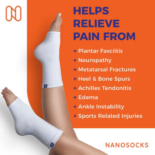Vista 4 de NanoSocks Calcetines de compresión para mujeres y hombres (1 par) - Mejor manga de soporte de tobillo para neuropatía, fascitis plantar, alivio