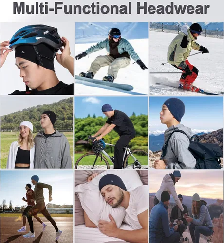 Vista 6 de Gorro de bambú ligero con diseño de calavera para hombres y mujeres, suave y cómodo multifunción