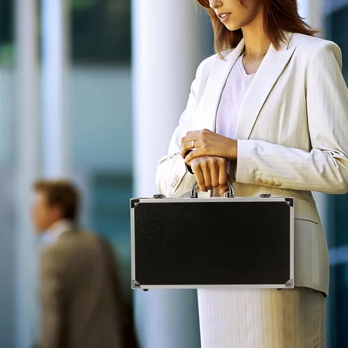 Vista 5 de Angoily Caja de herramientas de aleación de aluminio Caso duro de aluminio Caja de almacenamiento duro multifunción con espuma protege electrónica