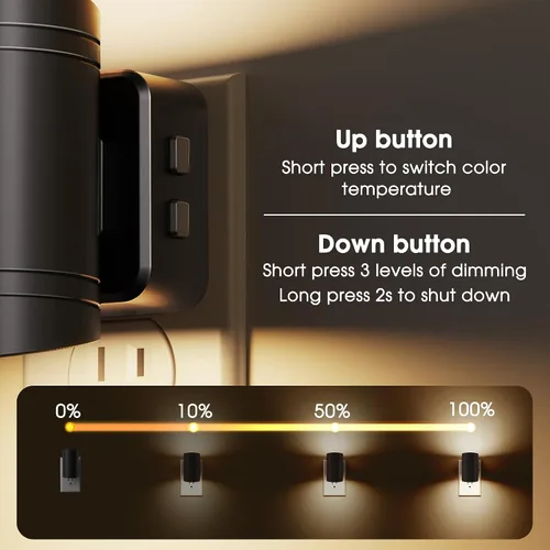 Vista 3 de Briignite - Luces nocturnas led enchufables, 3CCT, sensor de anochecer a amanecer, de 3000 K, regulable para pasillo, dormitorio, escalera, paquete