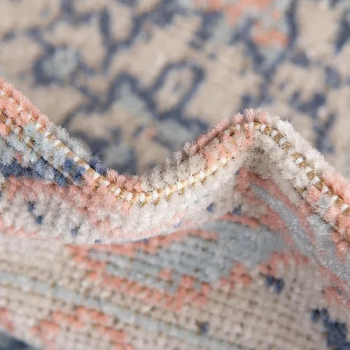 Vista 7 de Unique Loom Whitney Collection - Alfombra rectangular de 5 pies 3 pulgadas x 8 pies, color rosa polvo/azul