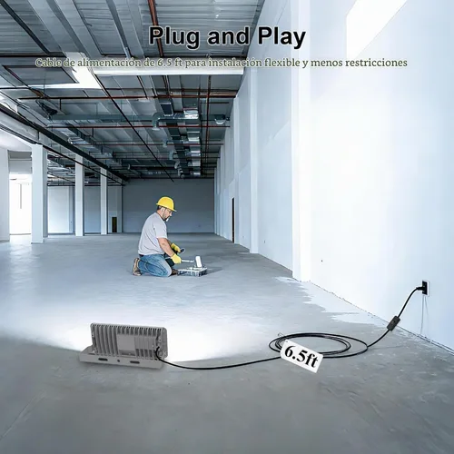 Vista 2 de Kekeou - Luz de inundación LED de 30 W con enchufe de cable de 6.5 pies 6500LM 5000K luz de seguridad