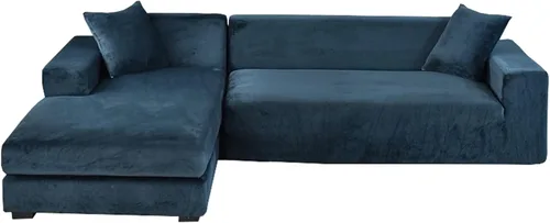Vista 21 de Fundas de terciopelo para sofá modular, 2 fundas elásticas para sofá en forma de L, antideslizantes, suaves protectores de muebles para sofá Beige