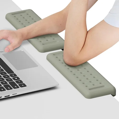 Vista 8 de Leolee Coderas de escritorio en forma de L para escritorio, reposabrazos de espuma viscoelástica negra para escritorio con base antideslizante