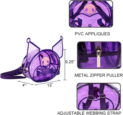Vista 4 de Kuromi Character Head - Mini mochila de PVC morado transparente de 12 pulgadas para adulto