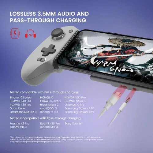 Vista 5 de GameSir G8 Galileo - Controlador móvil tipo C para Android y iPhone 15 Series (USB-C), Gamepad Plug and Play con joysticks efecto Hall/disparador
