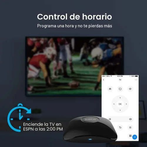 Vista 4 de BroadLink RM4 pro IR y RF Mando a distancia universal, concentrador de control remoto Wi-Fi de aprendizaje de código todo en uno para TV, aire