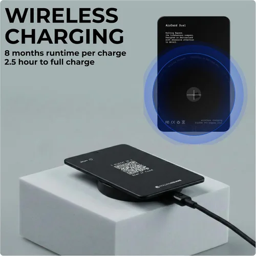 Vista 3 de Rolling Square AirCard Dual - Rastreador de billetera Bluetooth - Compatible con Apple iOS Find My y Google Android Find Hub - Carga inalámbrica