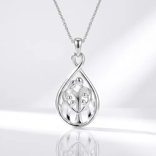 Vista 7 de Jewelili 925 Sterling Silver Family Pendant Necklace for Women