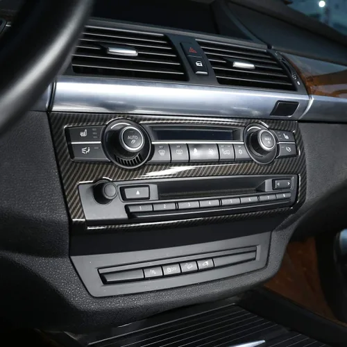 Vista 4 de Marco de la caja de la perilla del volumen del aire acondicionado de la consola del coche del ABS para BMW X5 X6 E70 E71 2008-2013 Accesorios