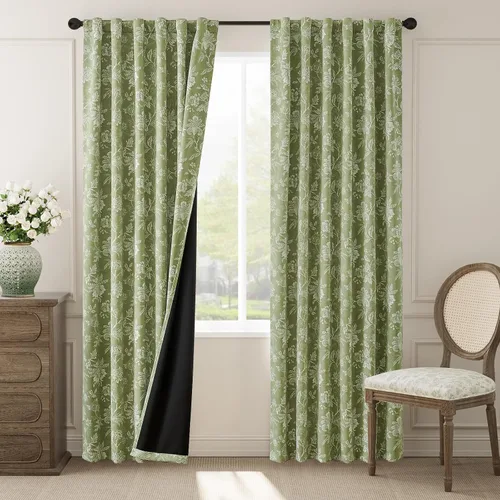 Vista 25 de jinchan Cortinas Opacas Florales para Dormitorio, 63 Pulgadas de Largo Cortinas Opacas con Estampado de Flores, Estilo Campo Francés con Pestañas