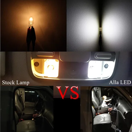 Vista 2 de Alla Lighting 10 bombillas LED T10 168 194, 6000 K blanco súper brillante 161 175 2825 W5W bombilla 3014 SMD 12V bombillas de repuesto