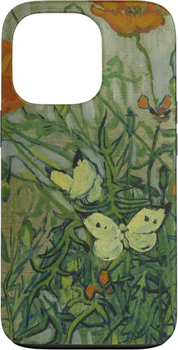 Vista 10 de Vincent Van Gogh - Carcasa para iPhone 17, diseño de mariposas y amapolas