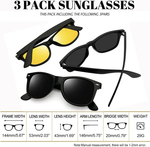 Vista 6 de Joopin Gafas de sol cuadradas polarizadas con protección UV para hombre y mujer