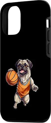 Vista 2 de Funda de diseño de baloncesto para iPhone 14 Cool Pug Playing