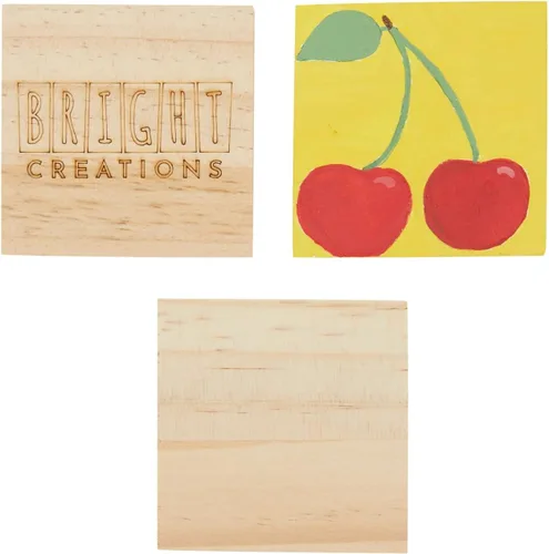 Vista 4 de Bright Creations Cuadrados de madera sin terminar, 3 x 3 pulgadas, paquete de 15, 1/4 de pulgada de grosor, espacios en blanco de madera