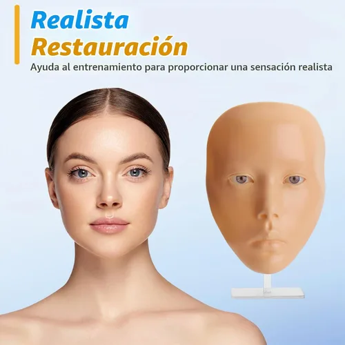 Vista 4 de Tabla facial 5D de práctica de maquillaje de silicona, reutilizable para principiantes para practicar maquillaje de ojos, ojos de silicona, falsos