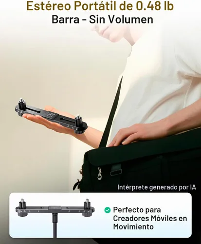 Vista 6 de Barra de micrófono estéreo, barra de montaje de micrófono doble ajustable, soporte de micrófono doble universal para soporte, barra de micrófono