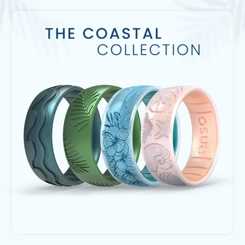Vista 2 de Enso Rings Etched Classic Silicone Rings - Etched Coastal Collection - Comfortable and Flexible Design