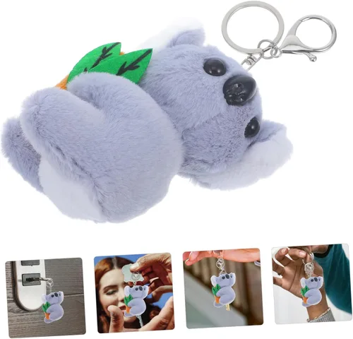 Vista 6 de Vaguelly Lindo llavero de koala de felpa decorativo colgante ligero y llavero para mochilas presente para, Gris