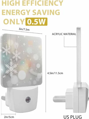 Vista 9 de Luces nocturnas decorativas enchufables a la pared, lámpara LED para niños, sensor de atardecer a amanecer, estrella de copo de nieve de Navidad