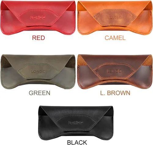 Vista 4 de Funda de piel auténtica para gafas y gafas de sol con cierre magnético a presión