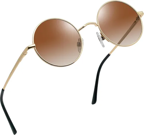 Vista 13 de Joopin - Anteojos de sol retro pequeños redondos hippie con círculo polarizado, protección UV400, metal, para hombres y mujeres