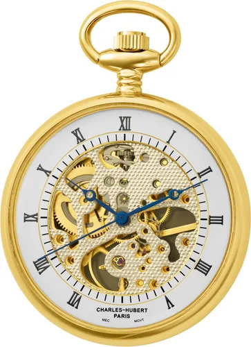 Vista 3 de Charles-Hubert, reloj de bolsillo mecánico de cara abierta chapado en oro Paris, Oro, Mecánico