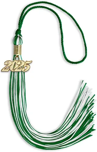 Vista 332 de Endea Graduation - Borla de doble color mixto con fecha dorada (negro/dorado antiguo, 2021)