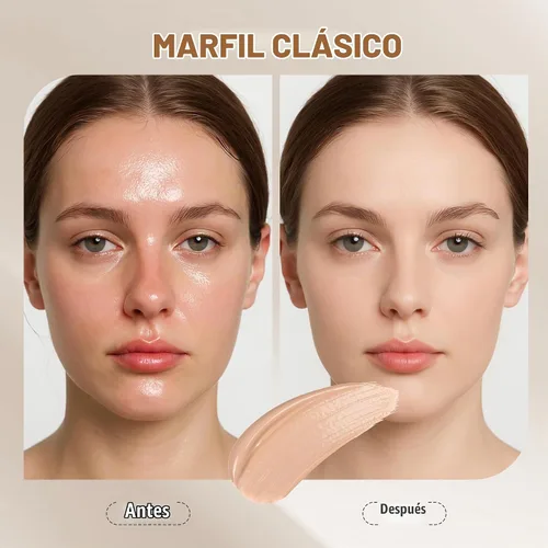 Vista 2 de FV Paquete de 2 bases impermeables, base ligera y de cobertura media con acabado mate, control de aceite, maquillaje líquido de larga duración