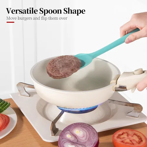 Vista 6 de Juego de 3 espátulas de silicona resistentes al calor, 600 ºF, utensilios de cocina antiadherentes sin BPA para mezclar sin costuras, plegar, raspar