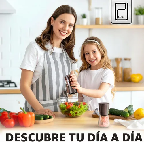 Vista 7 de Juego de molinillo de sal y pimienta premium, soporte de bambú, 5 onzas PJC-Kitchen S&P Molino para especias: recargable, acabado inoxidable, grosor