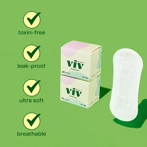 Vista 5 de Viv for Your V Bamboo Organic Panty Liners para mujer Sanitarios suaves, finos y absorbentes Almohadillas de incontinencia para mujeres sin alas