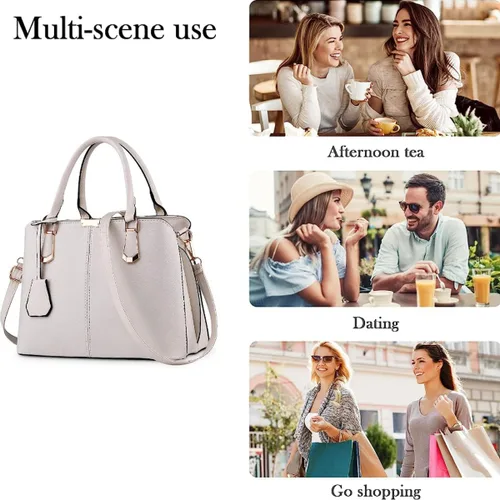Vista 6 de Bolsos y bolsos de mano para mujer, de piel sintética, con asa superior, bolso de hombro