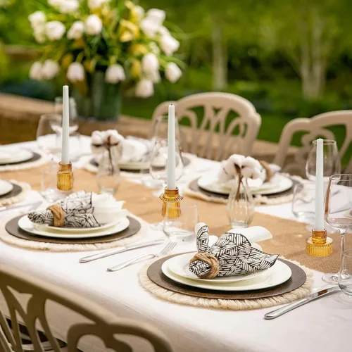 Vista 7 de Vixdonos Portavelas de cristal cónico para centros de mesa, decoración de boda y cena (3 piezas, ámbar)