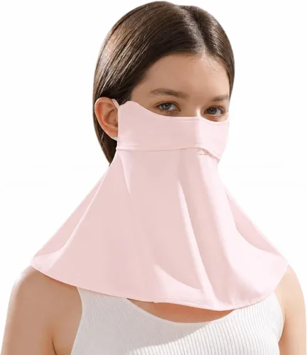 Vista 11 de Máscara facial de protección solar UPF 50+, polaina de cuello de seda de hielo, cubierta facial reutilizable UV, máscara refrescante transpirable